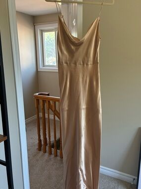 Park & Fifth Gold/ Champagne Satin Slip Maxi Dress